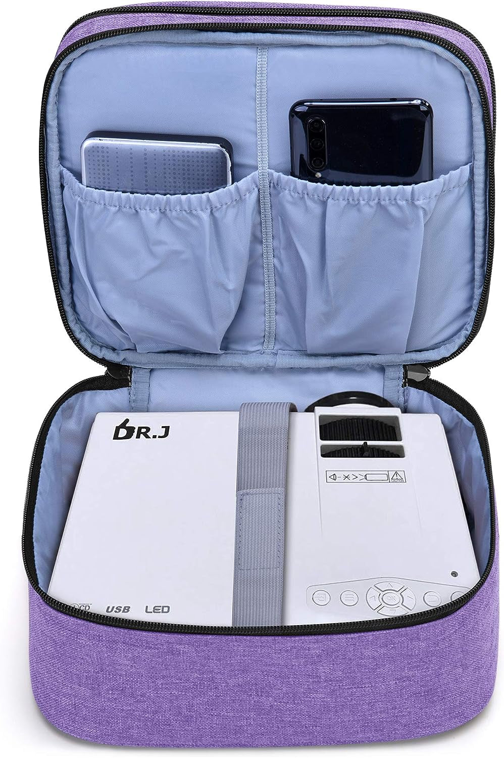 Professional Carrying Case for DR.J Mini Projector and Accessories - Purple