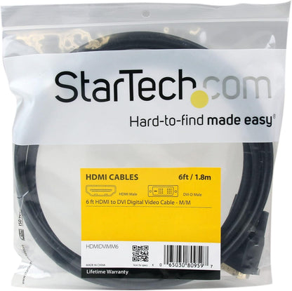 Startech 6ft Bi-Directional HDMI to DVI Adapter Cable for Computer Monitors (HDMIDVIMM6)