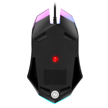 F1 Wired 3-Button Mouse with Colorful Lighting for Gaming and Office Use on Microsoft Windows and Apple iOS Systems
