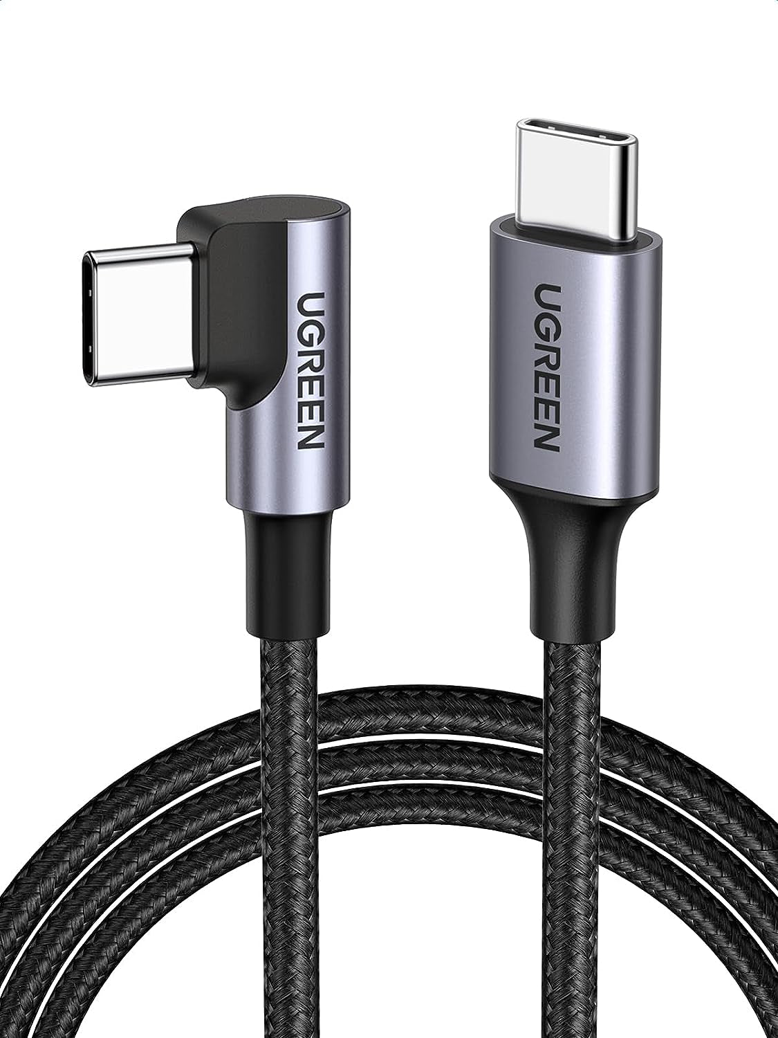 UGREEN 60W Right Angle USB-C Fast Charging Cable, 2-Pack, 6.6Ft | 90° Connector for Gaming and Bedside Use, Compatible with iPhone 17/16/15, MacBook, Galaxy S26/S25, iPad, Pixel, and Switch
