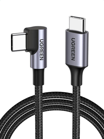 UGREEN 60W Right Angle USB-C Fast Charging Cable, 2-Pack, 6.6Ft | 90° Connector for Gaming and Bedside Use, Compatible with iPhone 17/16/15, MacBook, Galaxy S26/S25, iPad, Pixel, and Switch