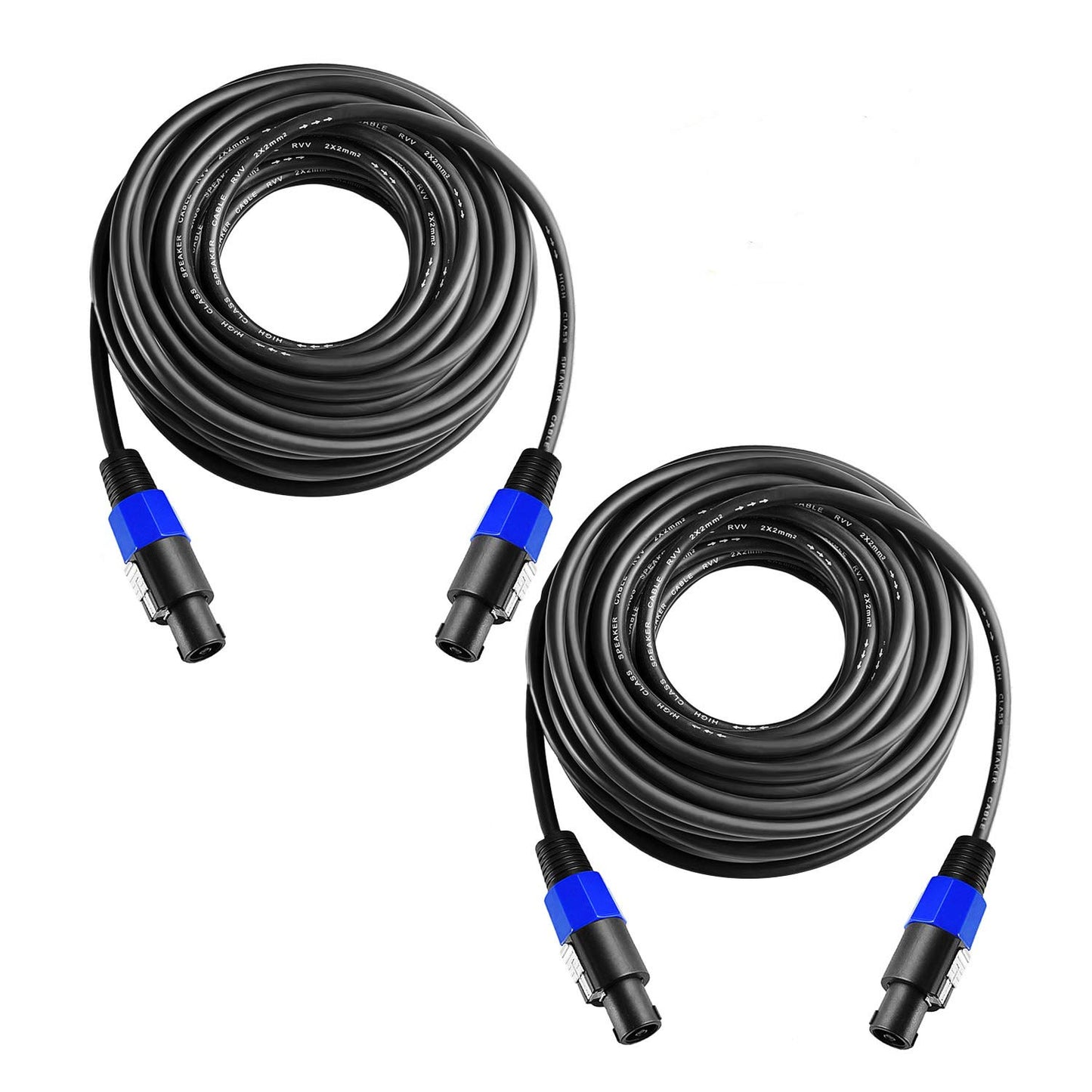 2Pcs 10Ft Pro Speakon to Speakon Cable 7Mm Twist Lock Audio Speaker Wire