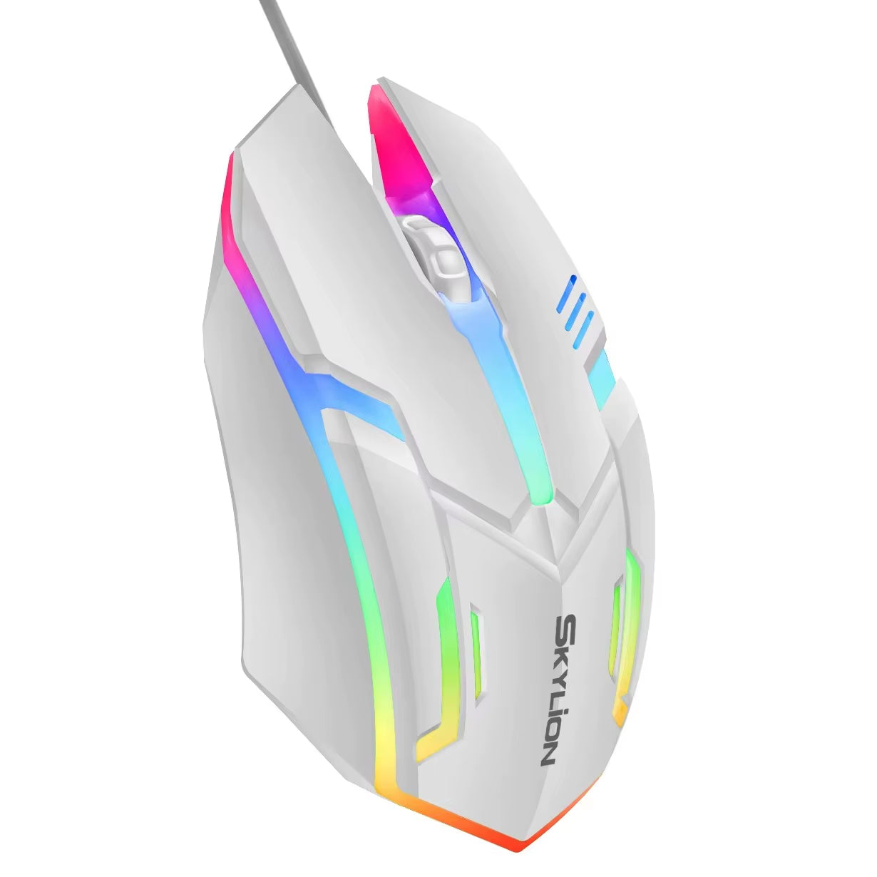 F1 Wired 3-Button Mouse with Colorful Lighting for Gaming and Office Use on Microsoft Windows and Apple iOS Systems