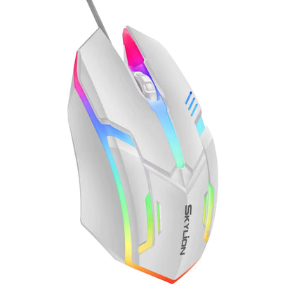 F1 Wired 3-Button Mouse with Colorful Lighting for Gaming and Office Use on Microsoft Windows and Apple iOS Systems