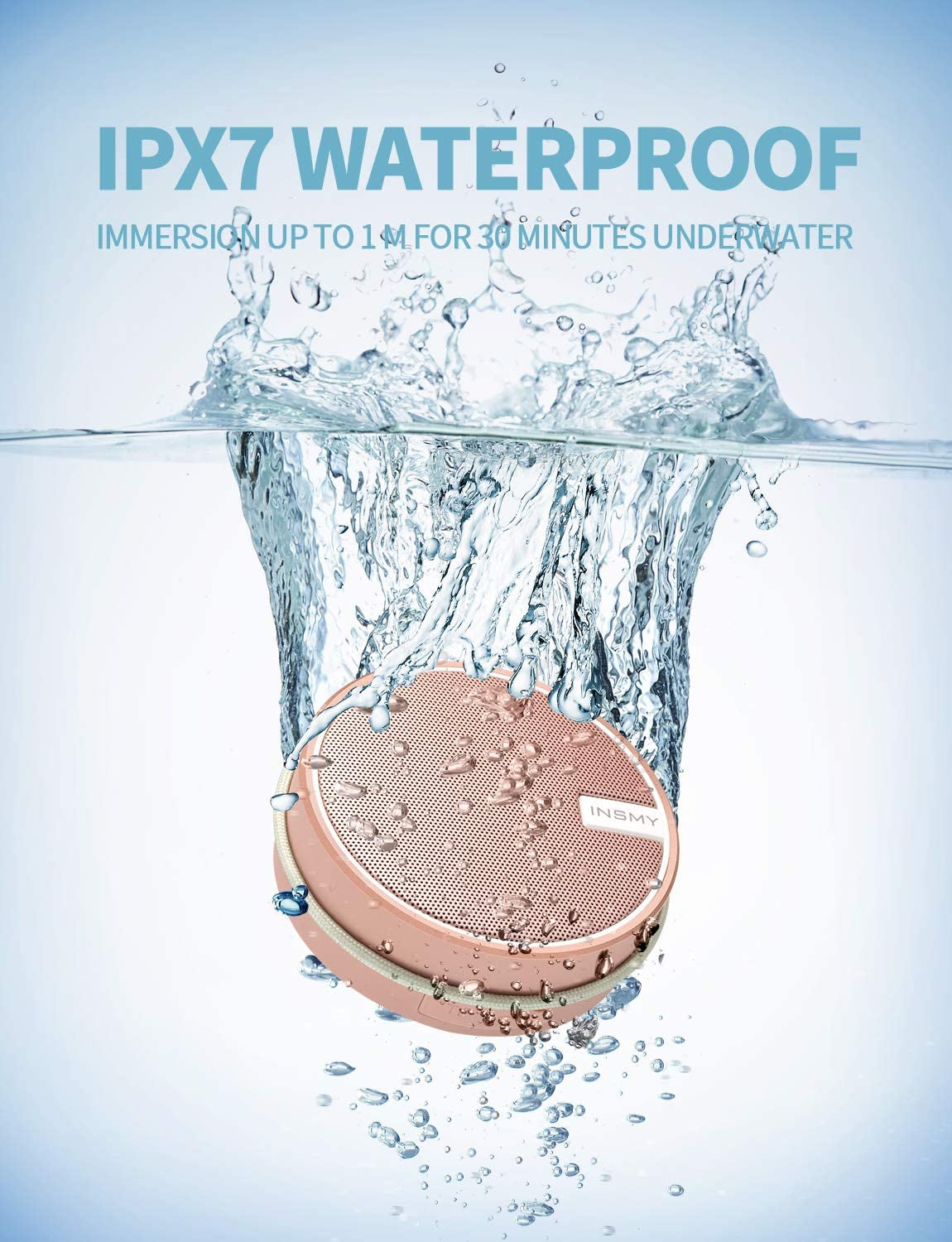 C12 IP67 Waterproof Bluetooth Shower Speaker - Portable Wireless Speaker with Loud Clear Sound, TF Card Support, Suction Cup, Ideal for Outdoor Activities - Pink