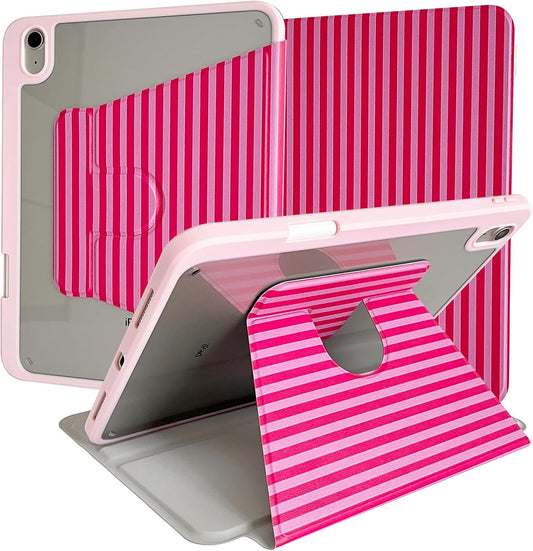 iPad A16 Case for 11th Generation (11 Inch, 2025) and 10th Generation (10.9 Inch, 2022) - Protective Cover with 360-Degree Rotating Stand, Pencil Holder, and Auto Wake/Sleep Feature in Hot Pink