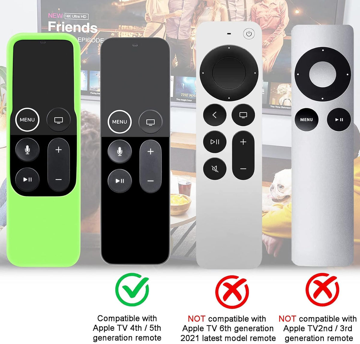 Case for Apple TV 4K and 4th Generation Remote in Chartreuse | Lightweight, Anti-Slip, Shockproof Silicone Cover for Siri Remote Controller
