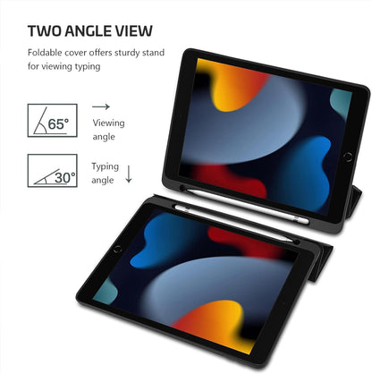 Smart Case for iPad 10.2" (9th/8th/7th Generation) - Black | Compatible with 2021, 2020, and 2019 Models, Soft TPU Back Cover, Integrated Pencil Holder, Slim and Stable Stand Design
