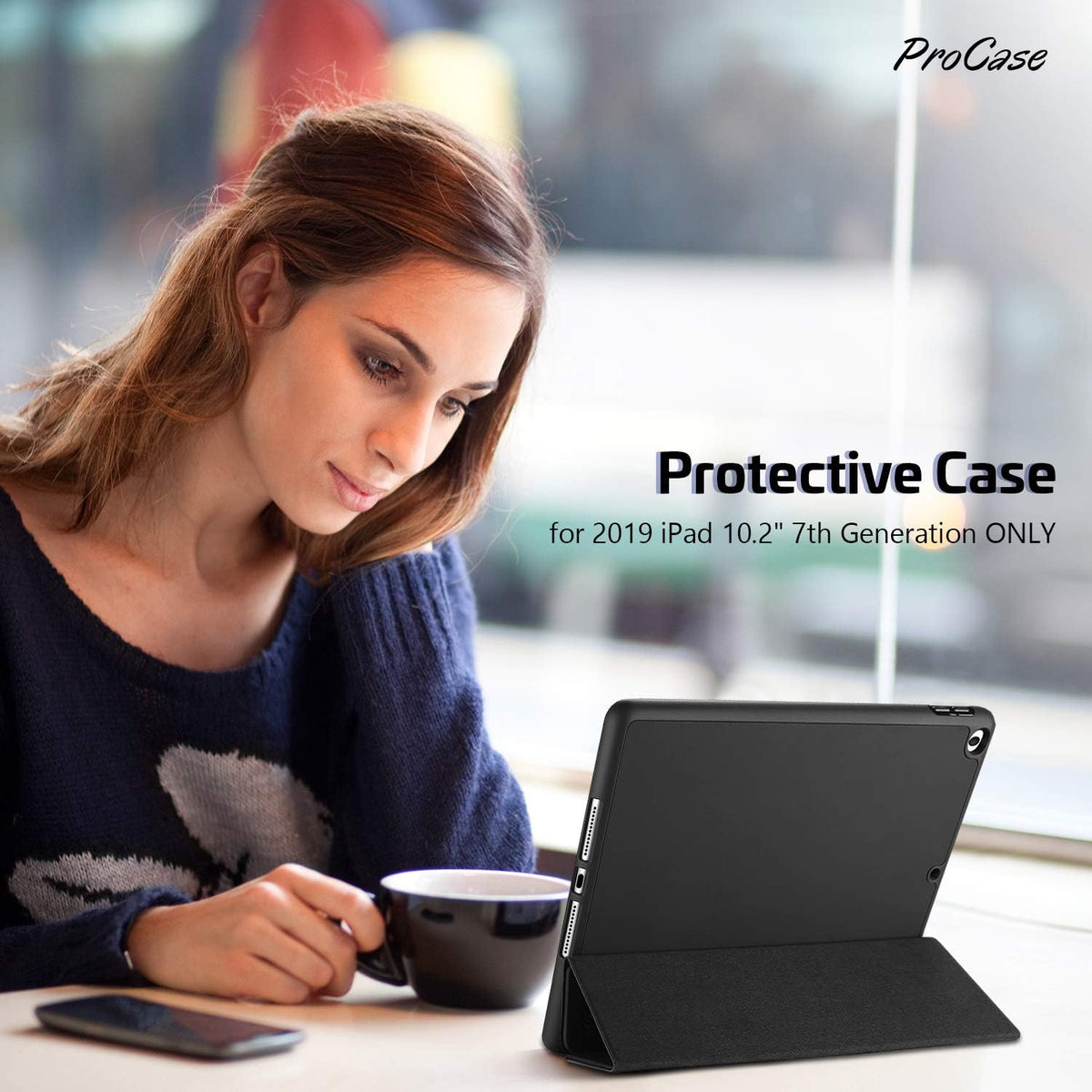 Smart Case for iPad 10.2" (9th/8th/7th Generation) - Black | Compatible with 2021, 2020, and 2019 Models, Soft TPU Back Cover, Integrated Pencil Holder, Slim and Stable Stand Design