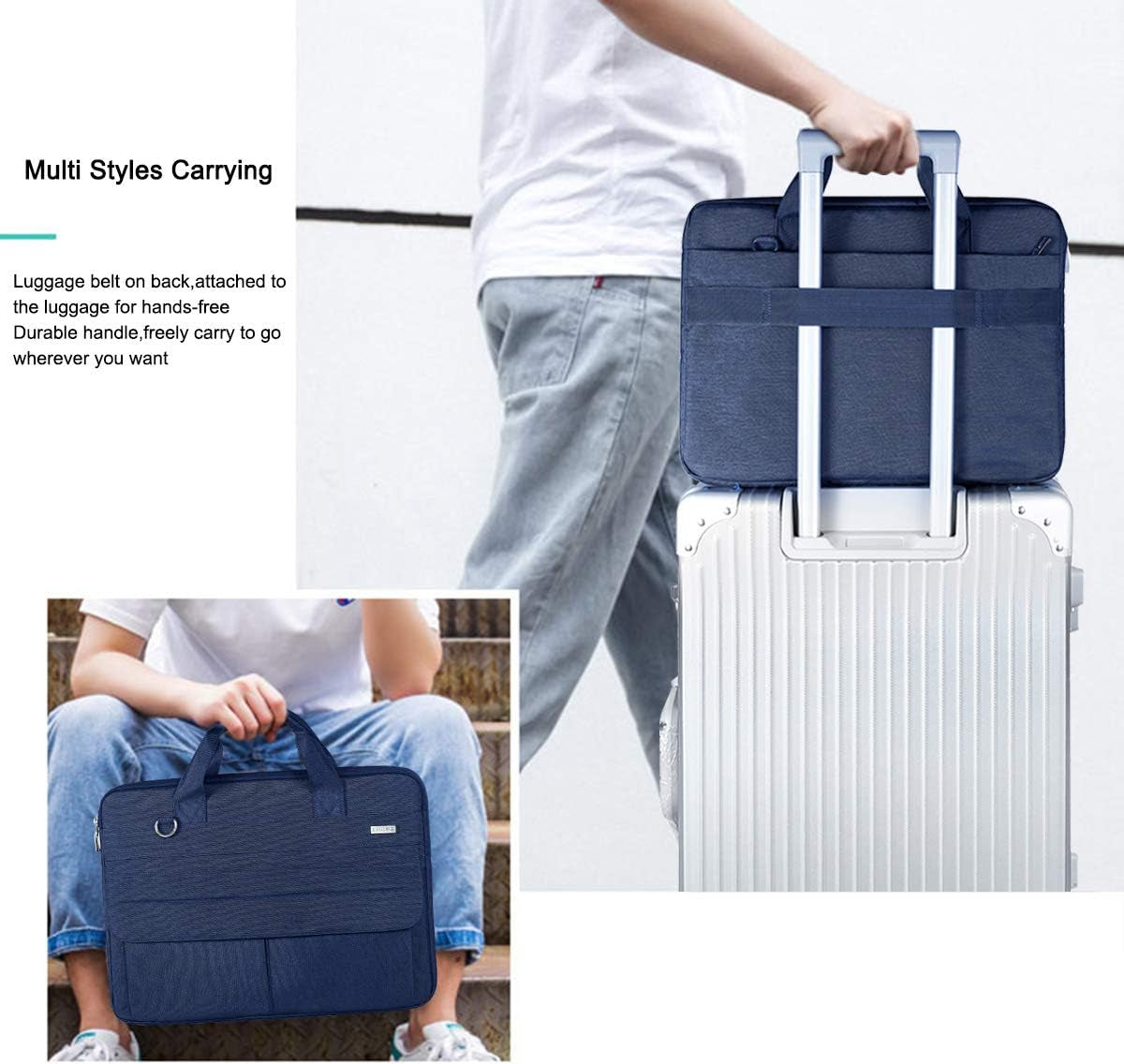 15.6-Inch Water-Resistant Laptop Bag with Shoulder Strap - Slim Waterproof Sleeve for MacBook Pro 15/16, MacBook Air 15, and 15-16 Inch HP, Acer, Dell, Lenovo, and ASUS Laptops