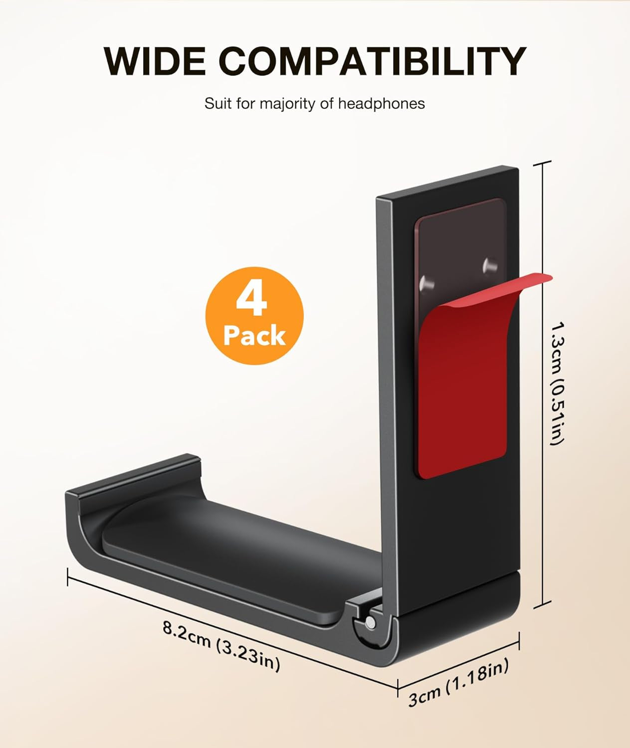 Foldable Aluminum Headphone Stand and Headset Holder Mount with No-Scratch Silicone Pad, Under Desk Wall Hook, Strong Adhesive Gaming Headset Hanger for PC, Home, and Office