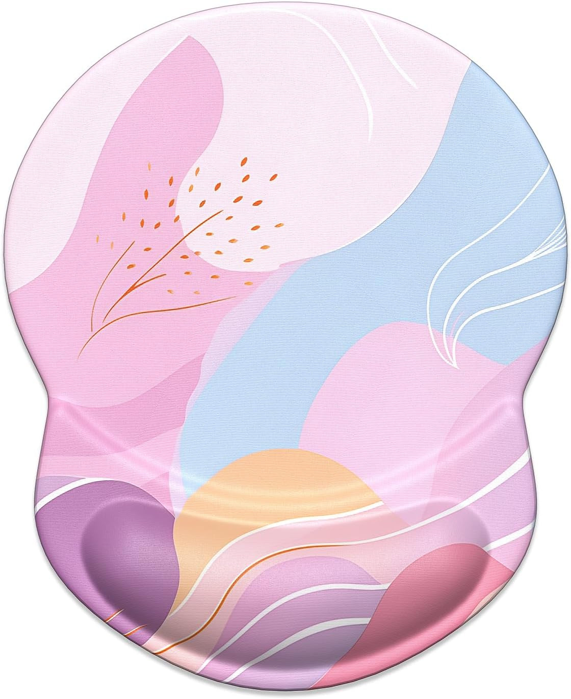 Ergonomic Mouse Pad with Gel Wrist Support Small Wrist Rest Smooth Surface Non-Slip PU Base Comfortable Office Supplies Pain Relief, 8.7 X 7.2 Inches, Art Style Pattern