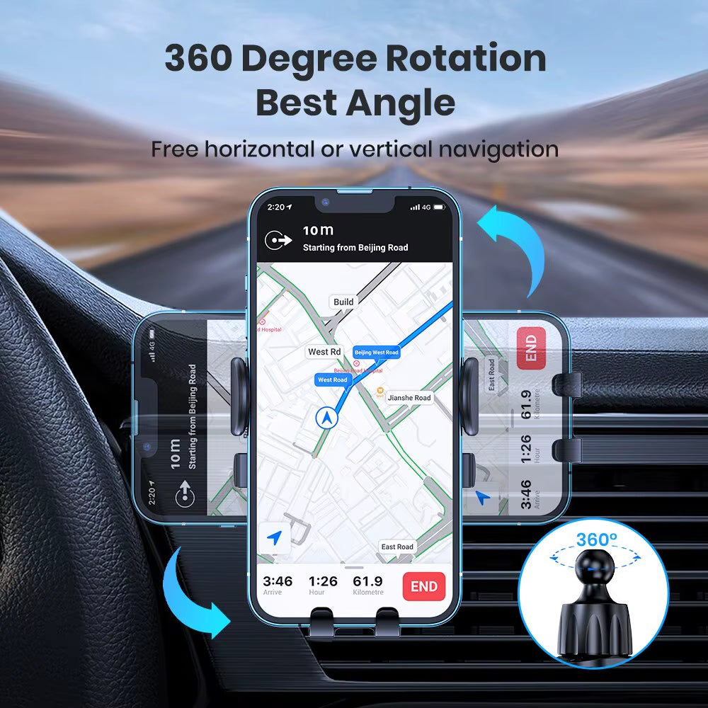 TOPK 2023 Enhanced Auto-Locking Car Phone Holder with Hook Clip for Air Vent - Compatible with iPhone and Samsung Devices