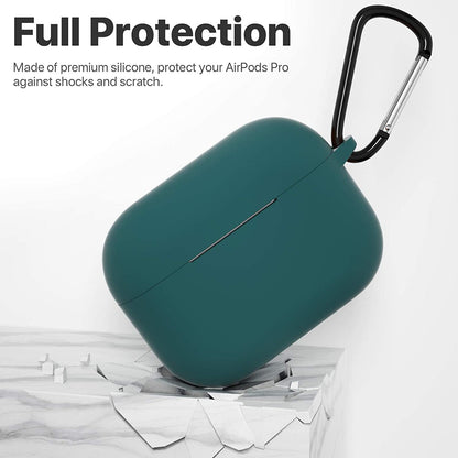 AirPods Pro 1st/2nd Generation Protective Silicone Case with Keychain - Midnight Green, Front LED Visible, Compatible with Apple AirPods Pro 2019/2022