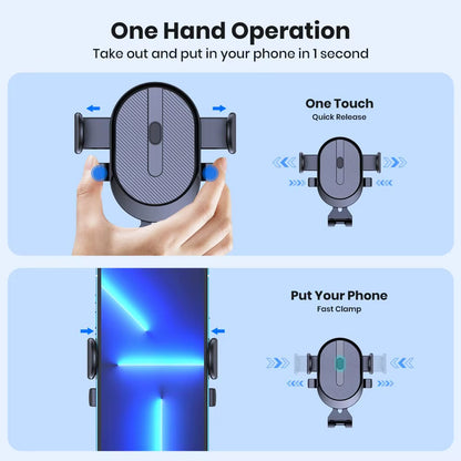 TOPK 2023 Enhanced Auto-Locking Car Phone Holder with Hook Clip for Air Vent - Compatible with iPhone and Samsung Devices