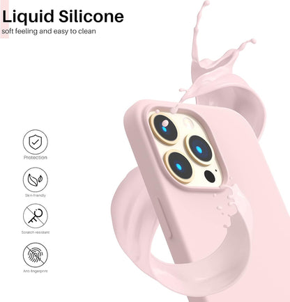 iPhone 13 Pro Case - Slim Liquid Silicone in Chalk Pink | 3-Layer Full Coverage, Soft Gel Rubber, Non-Slip Grip, Shockproof Protective Cover for 6.1-Inch iPhone 13 Pro