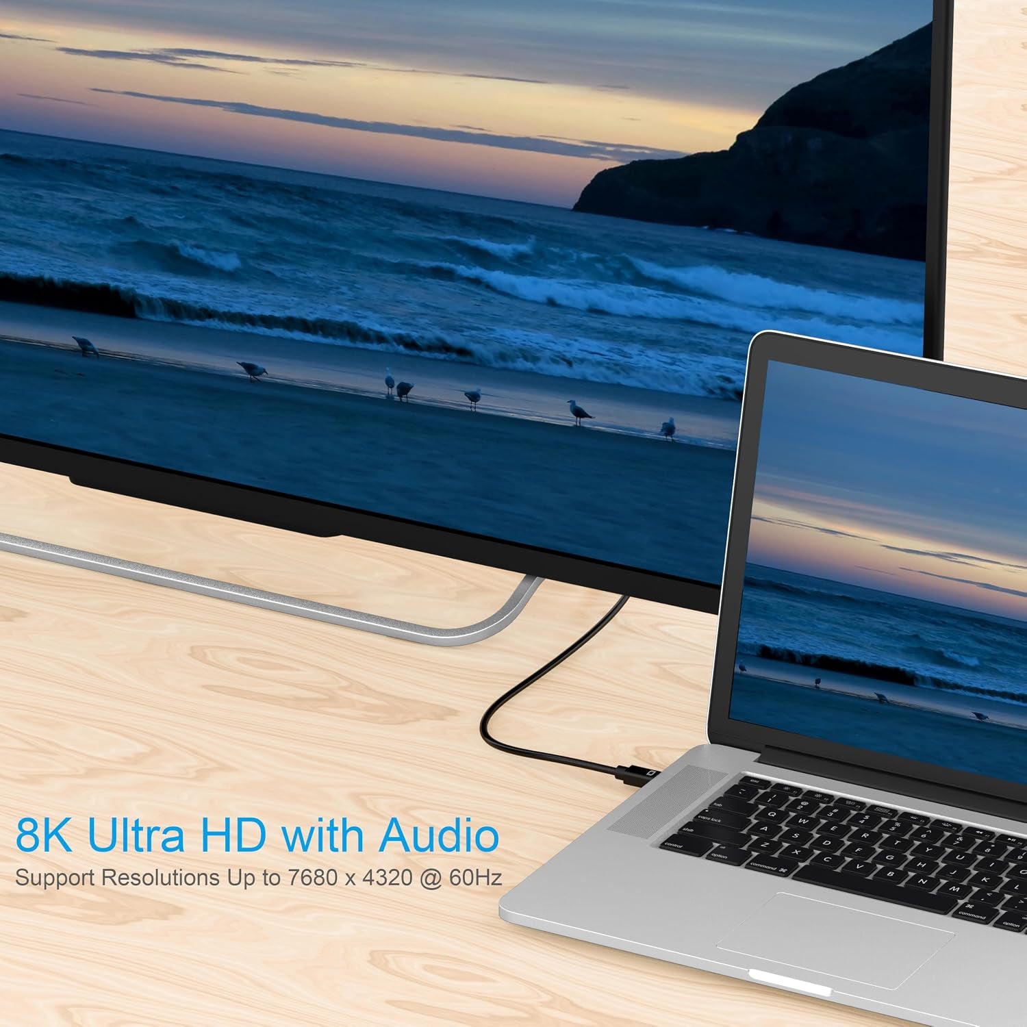 8K Mini DisplayPort to DisplayPort Cable 1.4, 6 Feet - Bi-Directional Connectivity, Supports Up to 8K@60Hz, 4K@240Hz, 2K@240Hz, 32.4Gbps; Compatible with MacBooks with Thunderbolt 1/2
