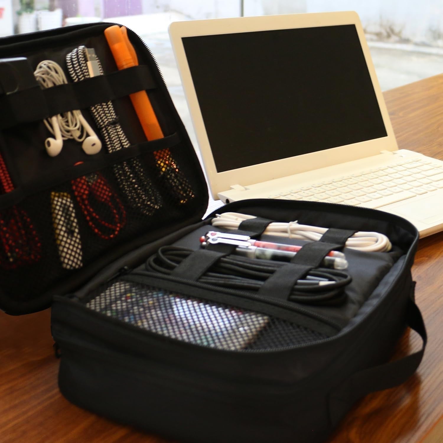 Electronics Organizer Travel Case - Water-Resistant Cable Organizer Bag for Camera Accessories, Travel Essentials, and Devices - Ideal Gift for Men