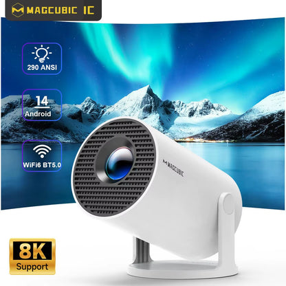 HY300 Pro 8K Android Projector - Dual WiFi 6, 290 ANSI Lumens, Allwinner H726, Bluetooth 5.4, 1080P, 1280x720P - Home Cinema and Outdoor Use