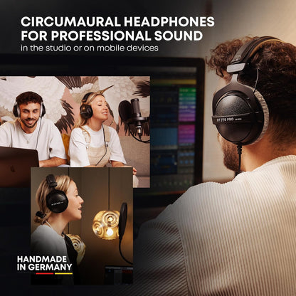 DT 770 PRO 80 Ohm Over-Ear Studio Headphones - Gray, Enclosed Design, Wired for Professional Recording and Monitoring