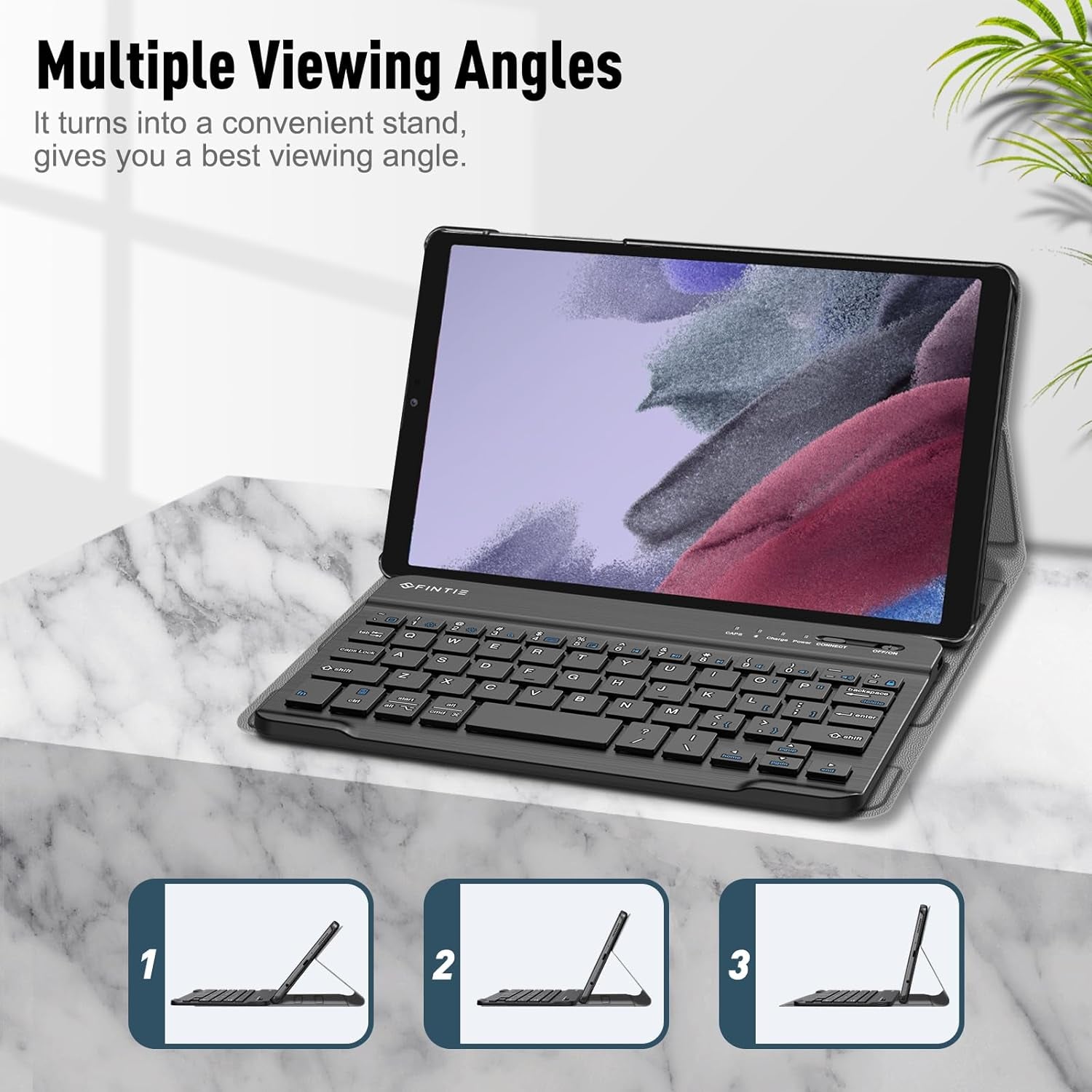 Keyboard Case for Samsung Galaxy Tab A7 Lite 8.7 Inch 2021, Black | Model SM-T220/T225/T227, Slim Lightweight Stand Cover, Magnetically Detachable, Wireless Bluetooth Keyboard